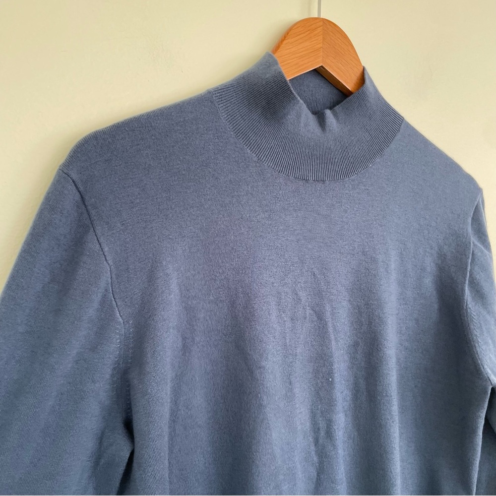 NWT J Crew Mockneck Silk-blend Sweater with Ribbed Trim L Large in Soft Blue - Picture 4 of 9